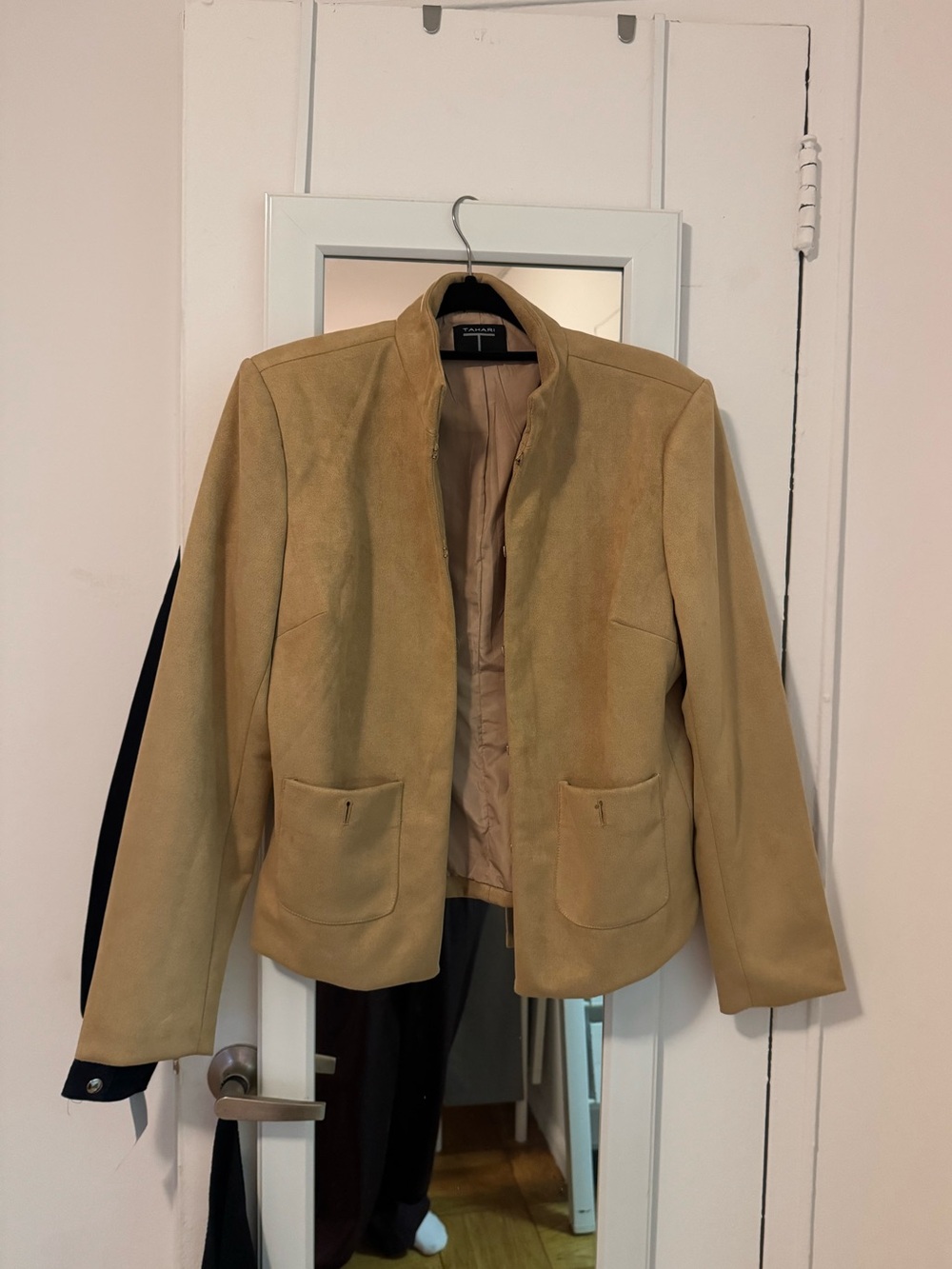 Tahari Camel Suede Blazer Jacket